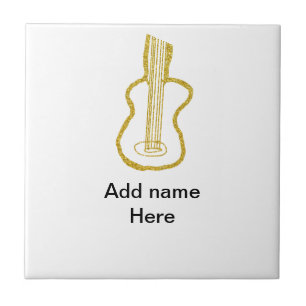 Goldene Glitter-Akustikgitarre Name hinzufügen Kri Fliese