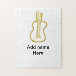 Goldene Glitter-Akustikgitarre Name hinzufügen Kri Puzzle