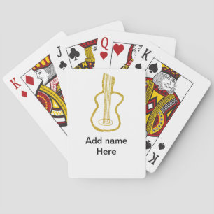 Goldene Glitter-Akustikgitarre Name Kritzelei Spielkarten