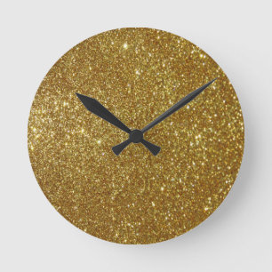 Goldene Glitter-Digitaldruck-Rund Uhr