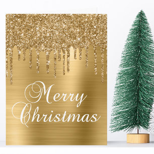 Goldene Glittertropfen auf falscher Folie Frohe We Karte
