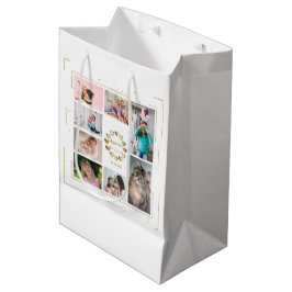 Goldene Glitzer Familienfoto Collage Happy Oaster Mittlere Geschenktüte