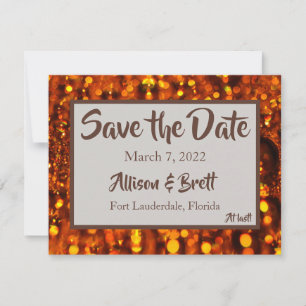 Goldene Glitzer-Leuchten Save the Date-Karte Date