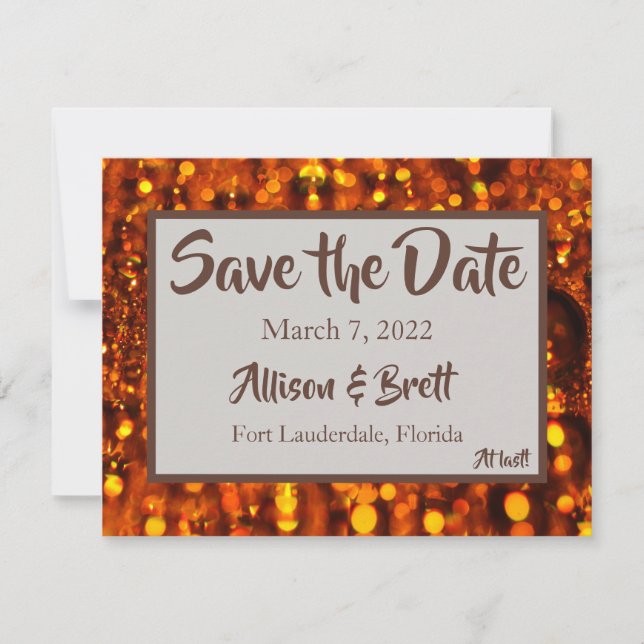 Goldene Glitzer-Leuchten Save the Date-Karte Save The Date (Vorderseite)