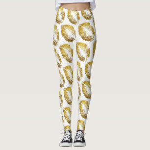 Goldene Glitzer Lippen Modernes Weiß Leggings