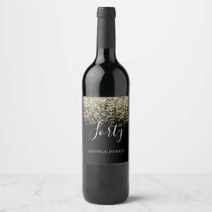 Goldene Glitzer Männer 40. Geburtstag Party Weinetikett