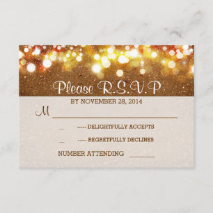 Goldene Glitzer-Saite beleuchtet romantische Hochz RSVP Karte