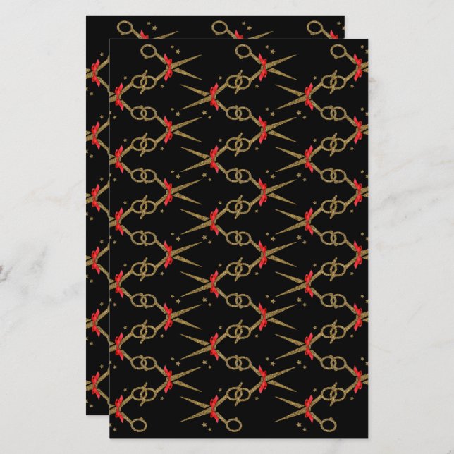 Goldene Glitzer-Schere - Haarstylistin (Vorne/Hinten)