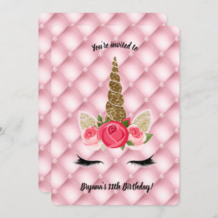 Goldene Glitzer- und Rosenfeier Geburtstagsparty Einladung