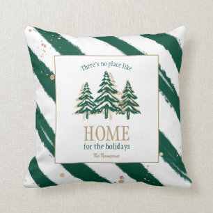 Goldene Glitzer & Waldgrüne Kiefernwälder Weihnach Kissen
