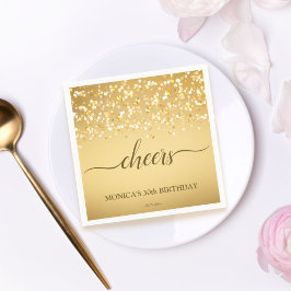 Goldene Glitzern personalisiert Geburtstagsparty Serviette