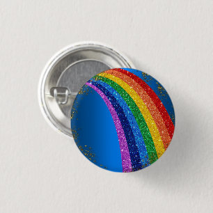 Goldene Glitzern und Glitzer Regenbogen Einhorn Bl Button