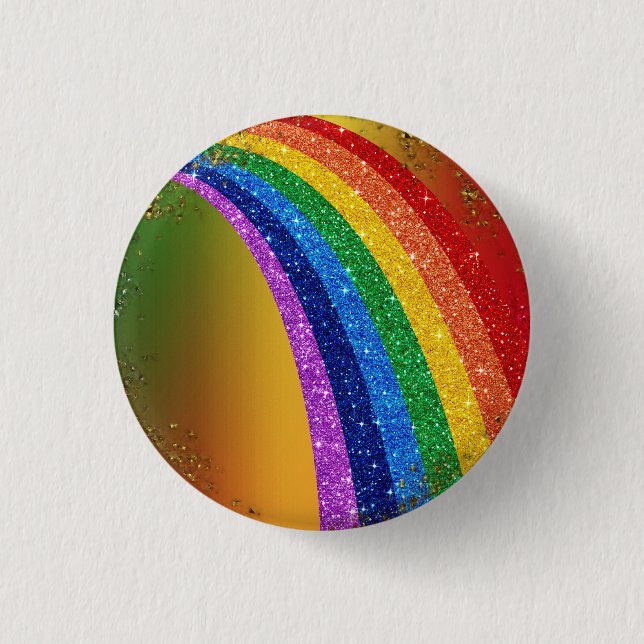 Goldene Glitzern und Glitzer-Regenbogenknopf Button (Vorderseite)