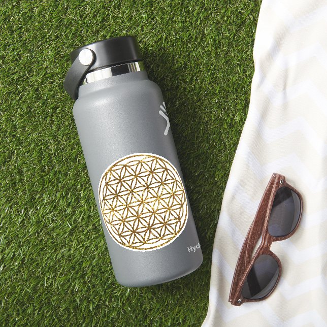 Goldene glitzernde Blume des Lebens Aufkleber (HydroFlask Insitu)