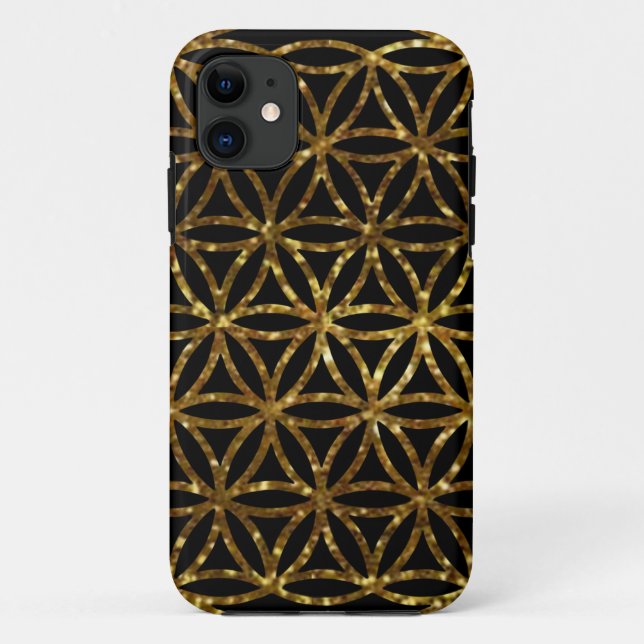 Goldene glitzernde Blume des Lebens Case-Mate iPhone Hülle (Rückseite)
