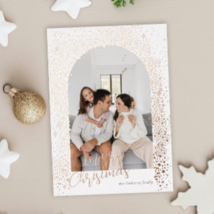 Goldene Glitzernde Bogen-Foto-Folie-Feiertagskarte Folien Feiertagskarte