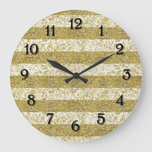 Goldene Glitzerstreifen Große Wanduhr