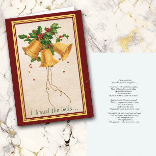Goldene Glocken mit Stechpalme Longfellow Gedicht  Karte