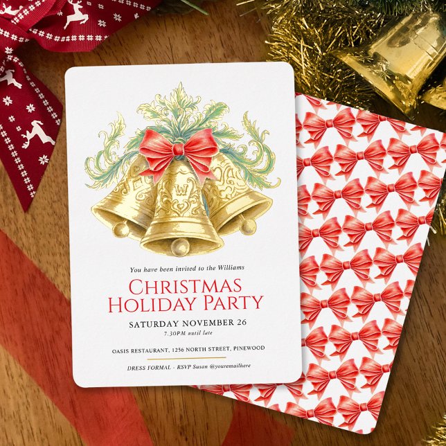 Goldene Glocken und rote Bugkunst aus dem Party Folieneinladung (Von Creator hochgeladen)