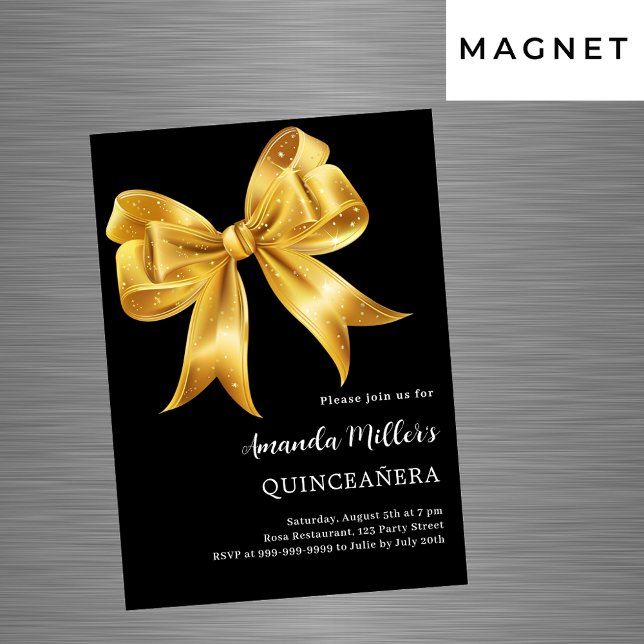 Goldene Goldbucht Quinceanera Magneteinladung (Von Creator hochgeladen)