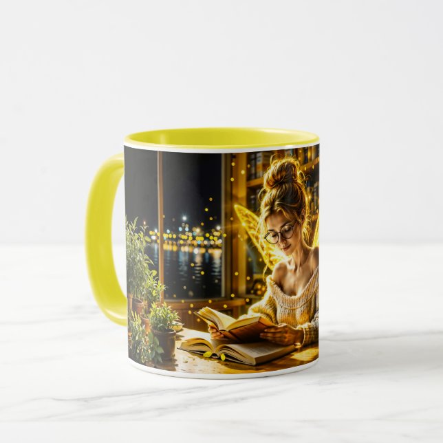 Goldene goldene Flügel gemütliche Bibliothek Tasse (Vorderseite Links)