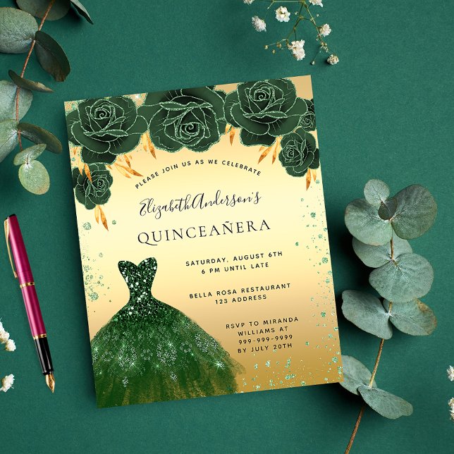 Goldene Goldkleidung aus Quinceanera, Blumenkostüm Flyer (Von Creator hochgeladen)