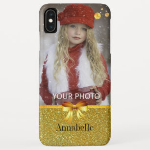 Goldene Goldpolka-Punkte, goldenes Band auf goldge Case-Mate iPhone Hülle