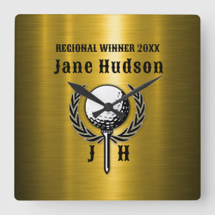 Goldene Goldschmiedetafel Quadratische Wanduhr