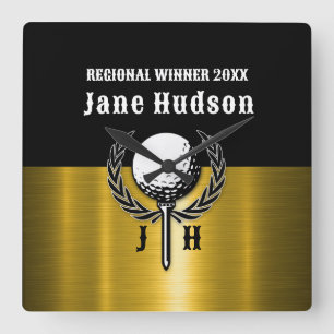 Goldene Goldschmiedetafel Quadratische Wanduhr