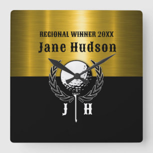 Goldene Goldschmiedetafel Quadratische Wanduhr