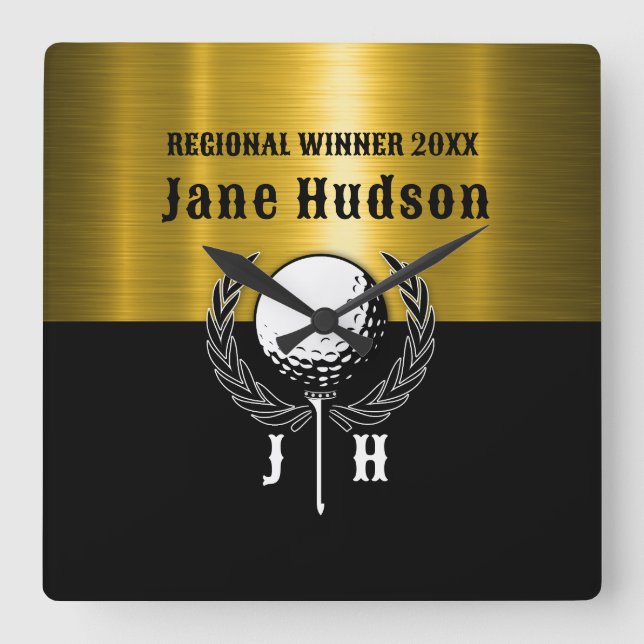 Goldene Goldschmiedetafel Quadratische Wanduhr (Vorderseite)