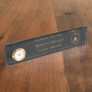 Goldene Golfschläger Schreibtisch Namensschild Namensplakette