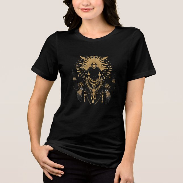 Goldene Göttin Aura Tri-Blend Shirt (Vorderseite)