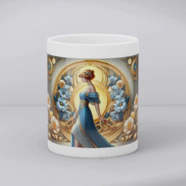 Goldene Göttin in Art Nouveau-Blüte Kaffeetasse