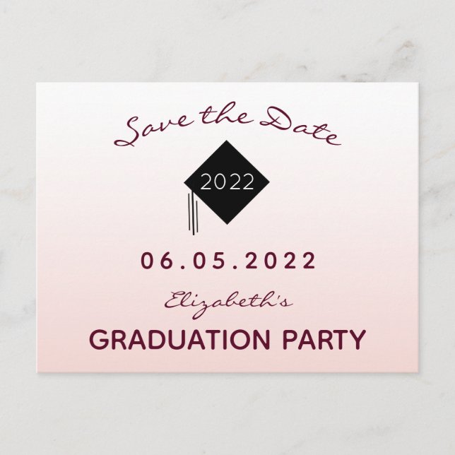 Goldene Graduierungspartei Save the Date Rose Postkarte (Vorderseite)