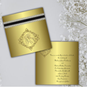 Goldene Gravur Hochzeit Einladung