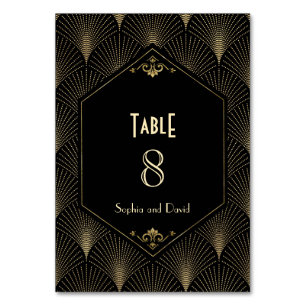Goldene Great Gatsby Vintage Art Deco Hochzeit Tischnummer