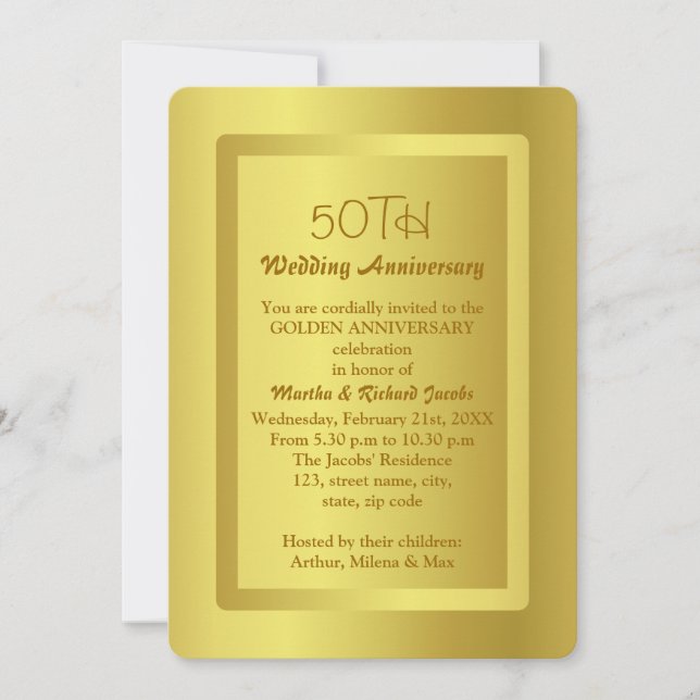 Goldene Grenze 50. Hochzeitstag Einladung (Vorderseite)