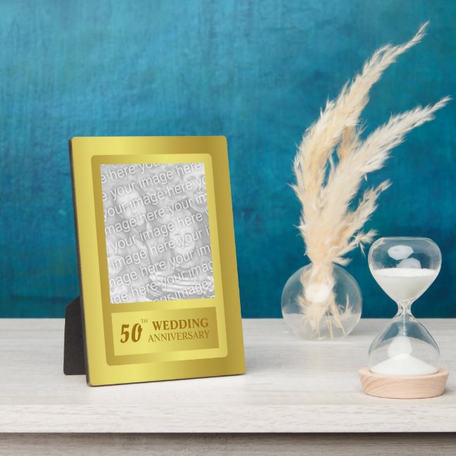 Goldene Grenze 50. Hochzeitstag Fotoplatte (Seite)