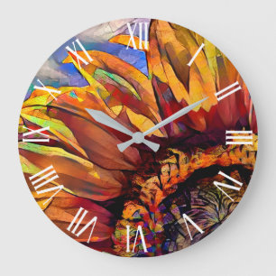 Goldene große Sonnenblume Elegante Kollektion Wanduhr