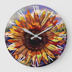 Goldene große Sonnenblume Elegante Kollektion Wanduhr