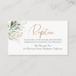 Goldene Grünanlagen Eleganter Weißer Empfang Begleitkarte