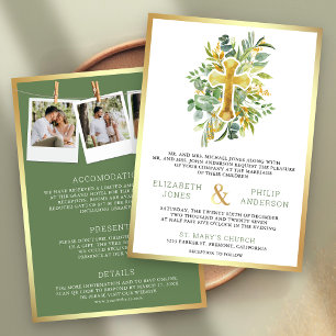 Goldene Grüne Alles in Einem Katholischen Hochzeit Einladung