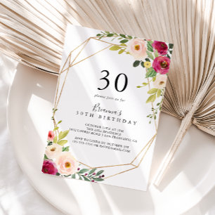 Goldene Grüne Blüte 30. Geburtstag Party Einladung