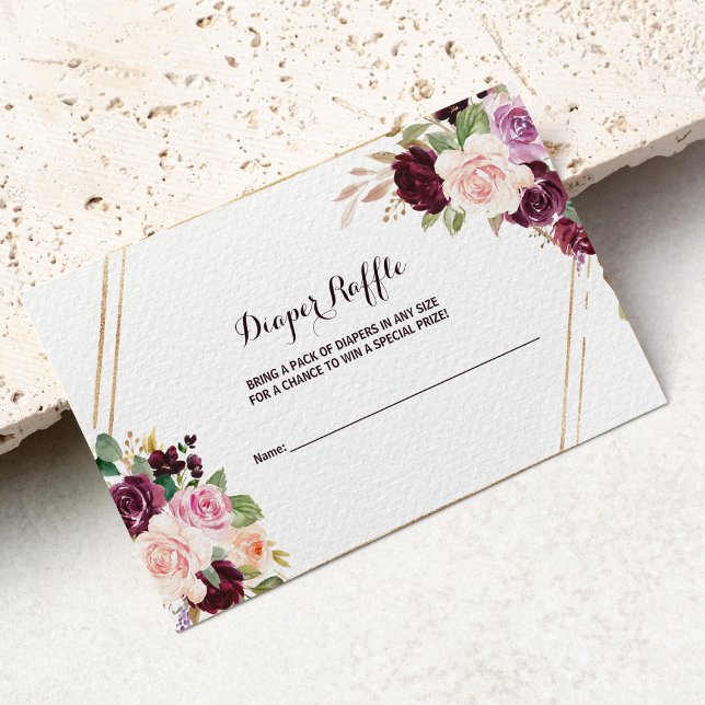 Goldene grüne Burgundy-Floral-Windeln Begleitkarte (Von Creator hochgeladen)