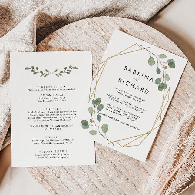 Goldene grüne Rückseite und Vorderseite Einladung (Von Creator hochgeladen)