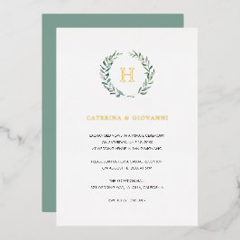 Goldene Grüne Rustikale Hochzeitsempfehlung Folieneinladung