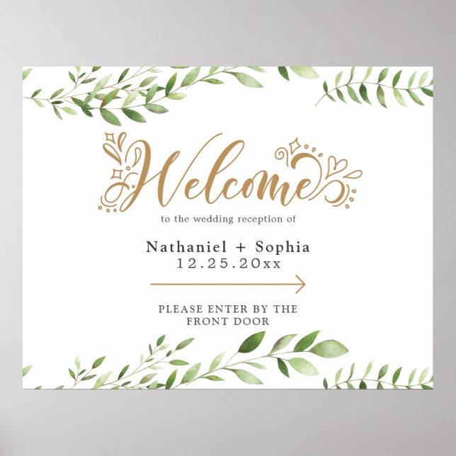 Goldene Grüne Verlassen Begrüßung Poster (Vorne)