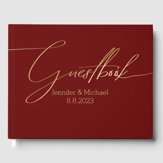 Goldene handgeschriebene Hochzeit Gästebuch (Vorderseite)