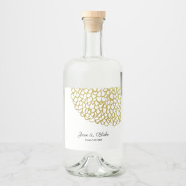 Goldene handgezeichnet Petal-Pattern-Hochzeit Alkoholflaschenetikett